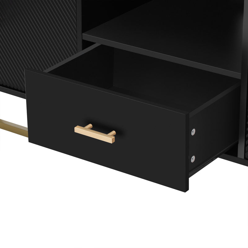 TV Cabinet With 1 Drawer, 2 Cabinets, Handles And Anti-Tip Device