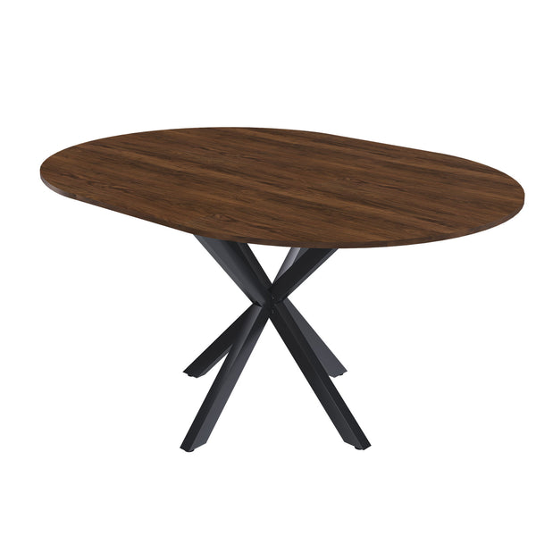 Retractable Dining Table, Round Extendable 6 Person Table - Walnut