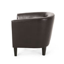 Faux Leather Club Chair With Curved Backrest - Brown