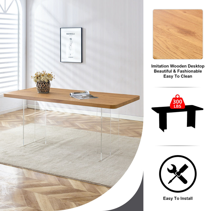 Modern Minimalist Wooden Table With Acrylic Legs