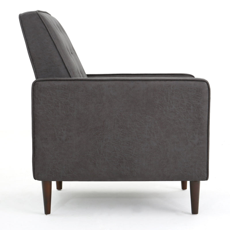 Macedonia - Mid Century Modern Button Tufted Fabric Recliner - Slate