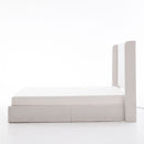 Caron - Queen Size Upholstered Wingback Bed With Adjustable Base Bundle Set - Ivory