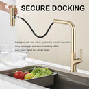 Kitchen Waterfall Faucet With Pull Down Sprayer, Single Handle, 360 Degree Rotating