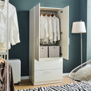 Emma - 2 Door Wood Closet With 2 Drawers And Hanging Bars - White