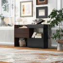 Modern Extendable & Rotating Cabinet With Drawer And Flip Doors For Versatile Storage - Black / Dark Walnut