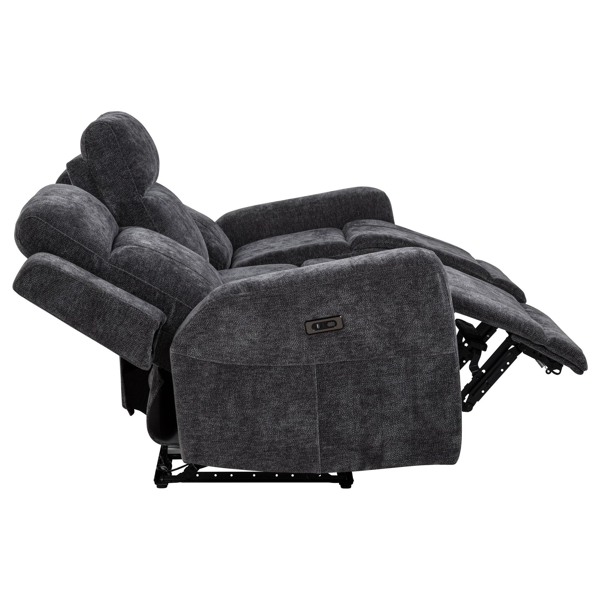 Kennett 2-piece Chenille Power Reclining Sofa Set Dark Grey