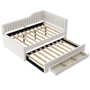 Upholstered Daybed With Trundle And 3 Drawers