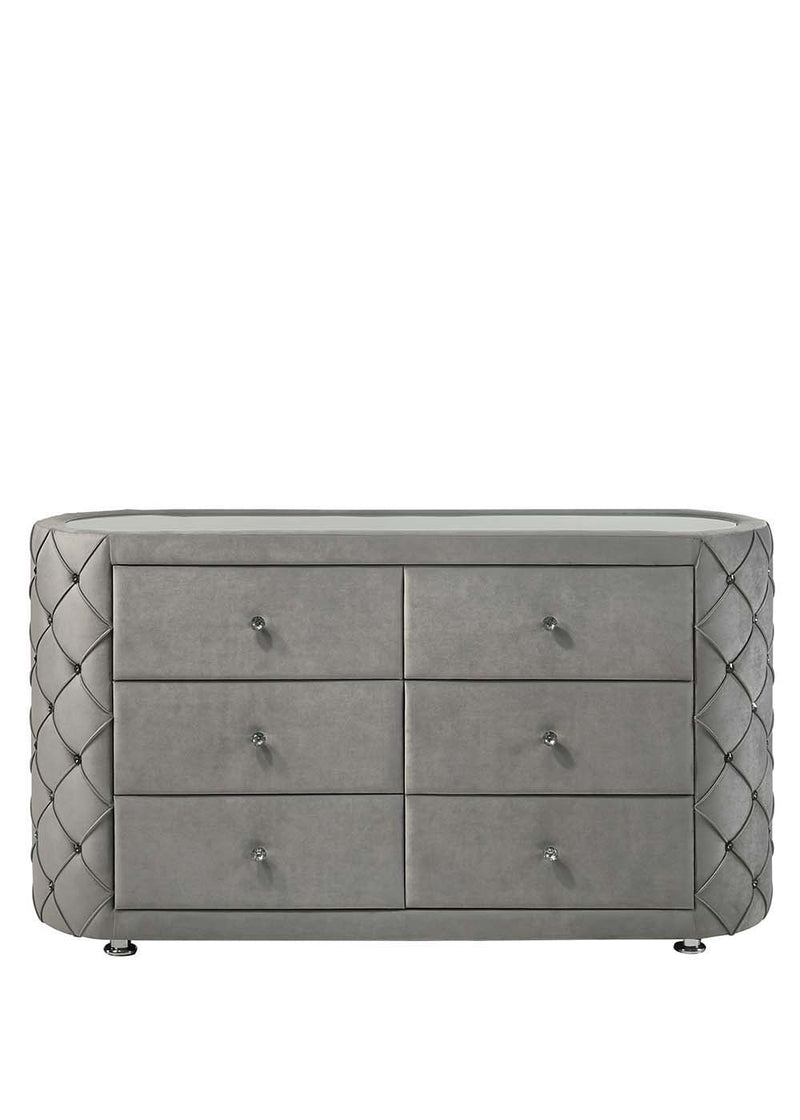 Perine - Dresser - Gray Velvet - Atlantic Fine Furniture Inc