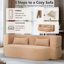 2 In 1 Convertible Full Size Folding Loveseat Couch With Soft Teddy Fabric