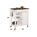 Ottawa - Kitchen Cart - Black Wooden Top & White