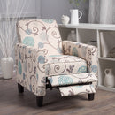 Floral Print Push Back Chair For Elegant Home Decor - White / Blue