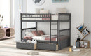 Full over Full Bunk Bed with Drawers, Convertible Beds, Gray(OLD SKU:SM000241AAE-1)
