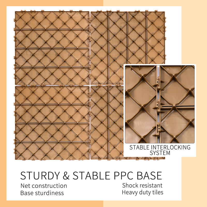 Plastic Interlocking Deck Tiles, Patio Flooring Outdoor Waterproof All Weather Use