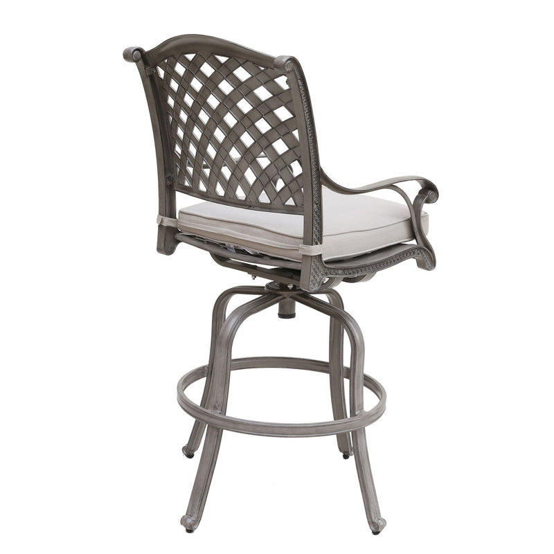 Cast Aluminum Bar Stool With Cushion (Set of 2) - Gray