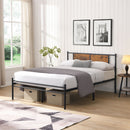 ModerMetal Bedframe With Wood Panel Headboard