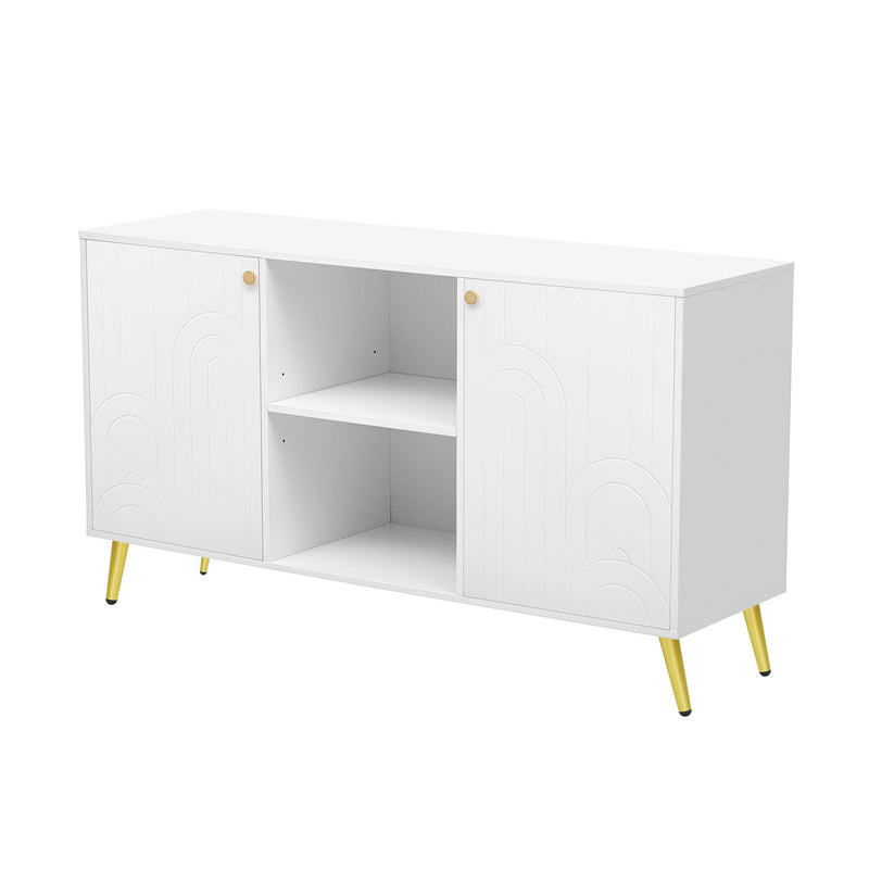 Modern TV Stand With Adjustable Shelf, Handles And Anti-Tip Device