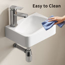 Wall Mounted Rectangle Vessel Sink With Faucet & Drain - Milk White