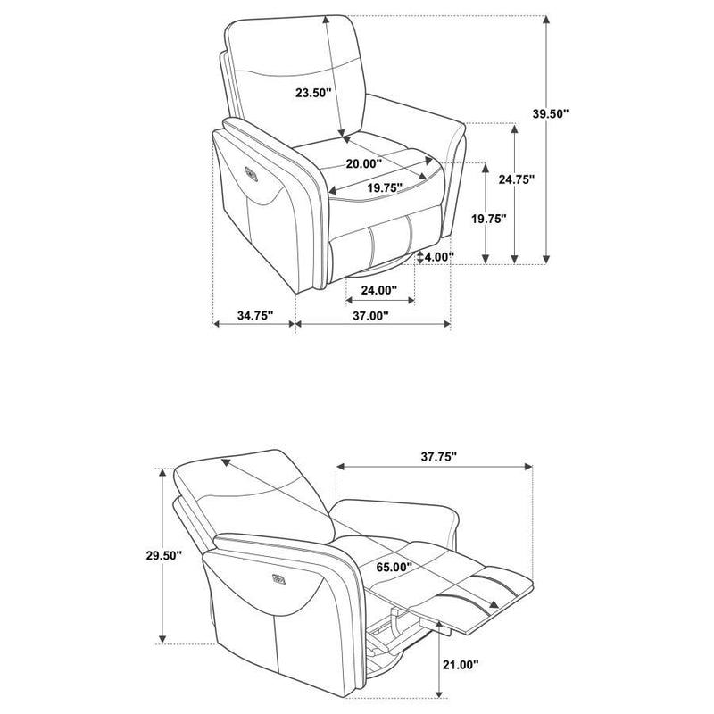 Adler - Upholstered Power Swivel Glider Recliner