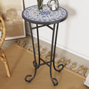 French Country Patio Side Table With Vibrant Tile Top