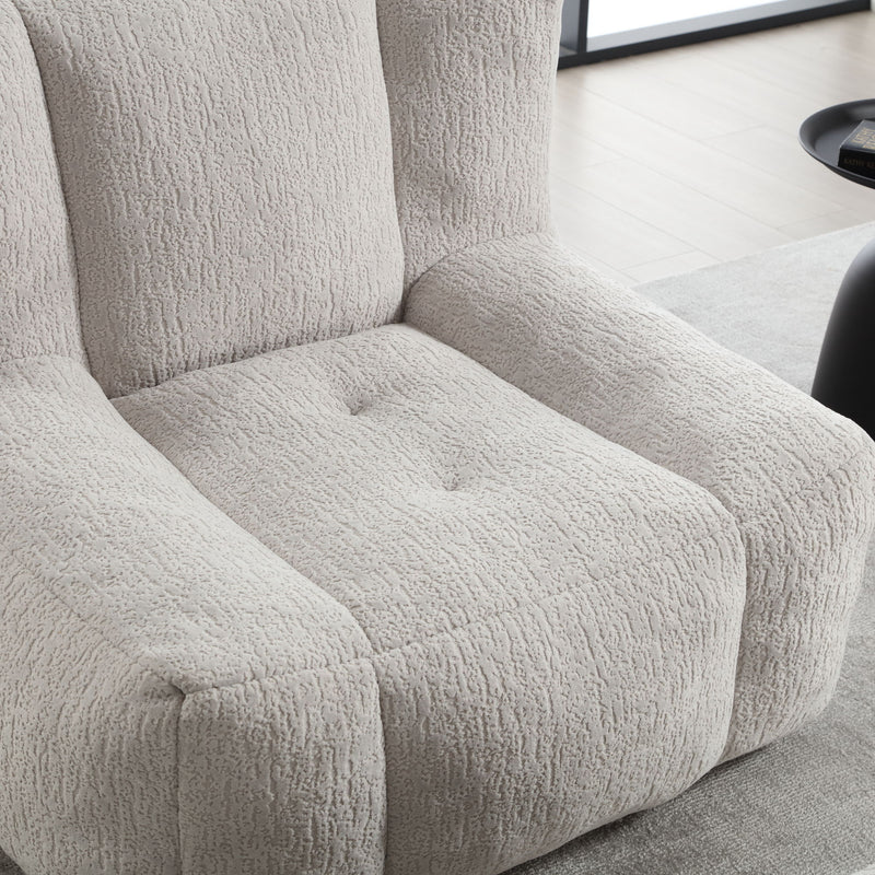 Modern Indoor Fluffy Bean Bag Chair With Memory Foam And Ottoman, Super Soft