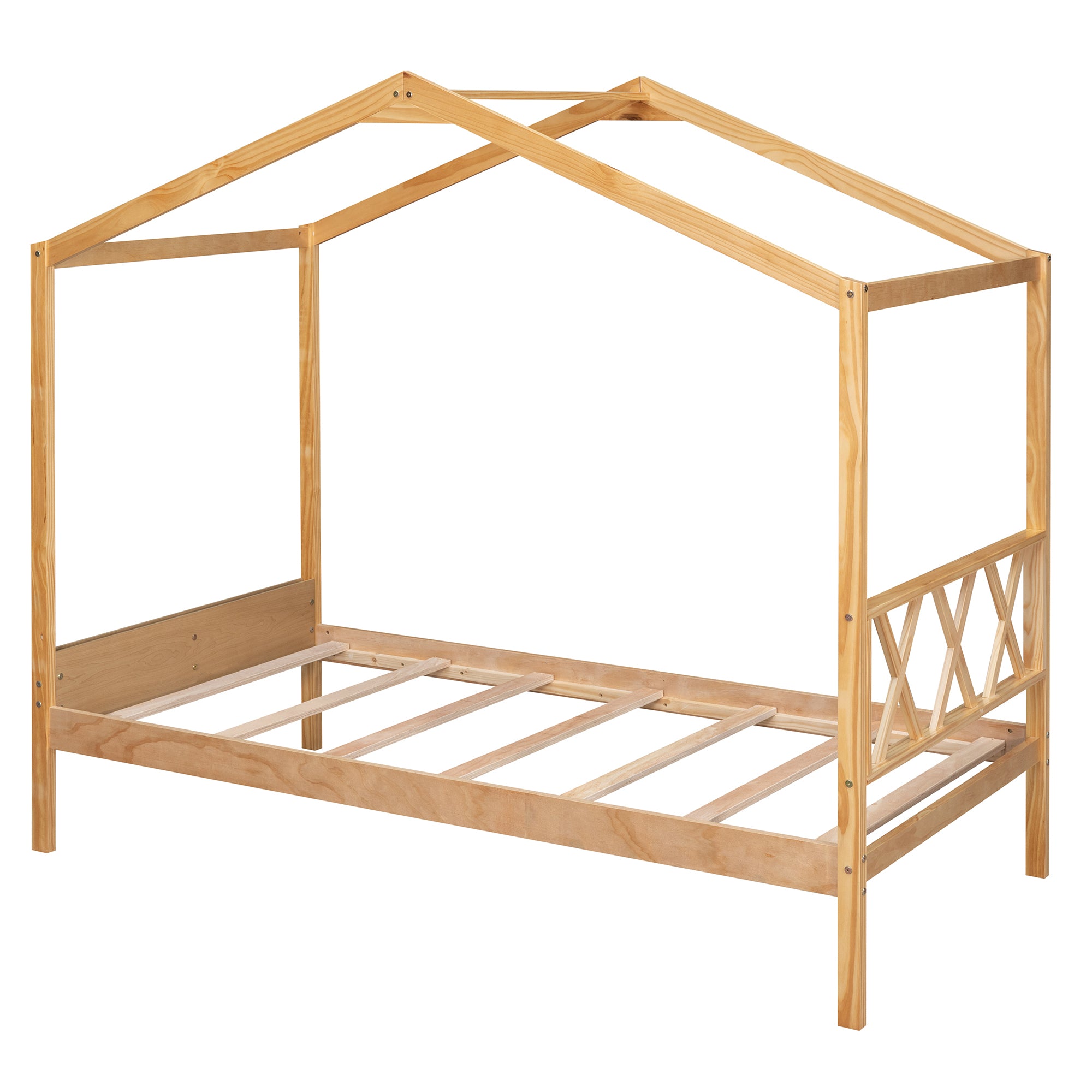 Twin Size Wood House Bed with Storage Space, Natural(OLD SKU: LP000001AAM) - Atlantic Fine Furniture Melbourne FL