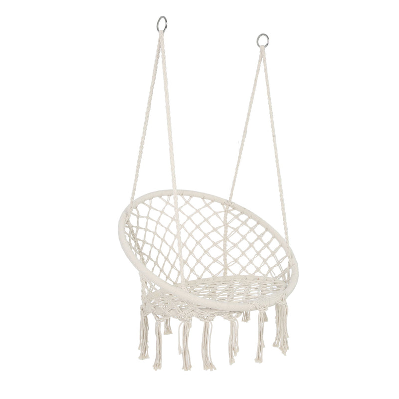 Macrame Hanging Hammock Chair, Cotton Rope Swing For Indoor And Outdoor Use