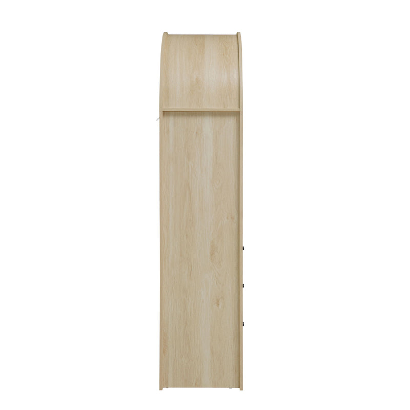 Arched Kitchen Pantry, Modern Farmhouse Wood Kitchen Storage Cabinets, Arched Storage Display Cabinet With Adjustable Shelves, Versatile Cupboard For Kitchen, Dining Room, Living Room - Natural