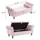 Luxurious Velvet Multifunctional Storage Ottoman Bench With Pillow