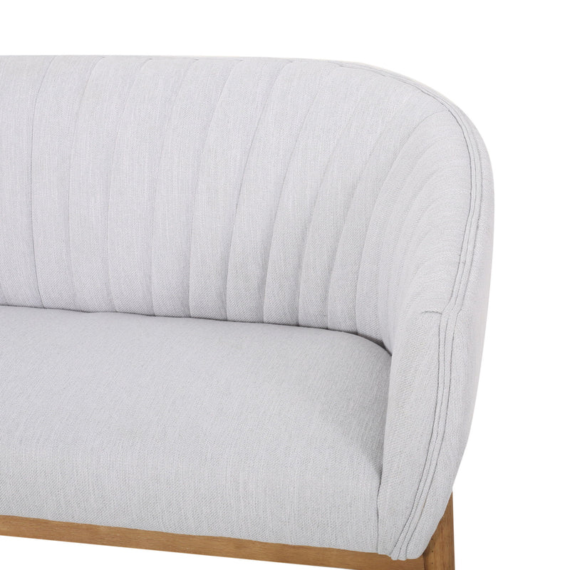 Mid Century Modern Loveseat With Channel Stitched Backrest