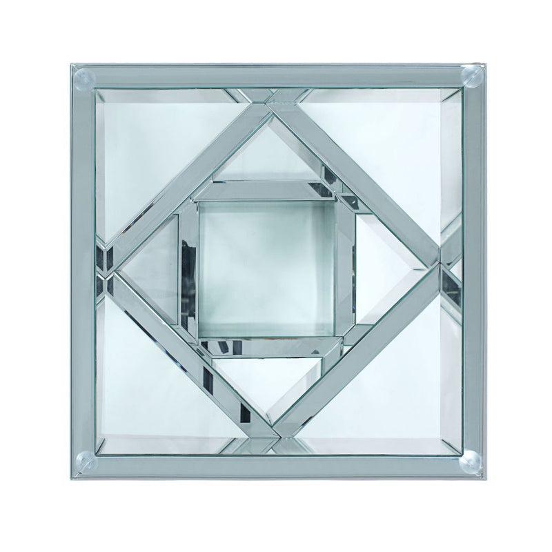 Noralie - 24" X 24" End Table - Mirrored & Faux Diamonds