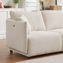 Modern Minimalist Corduroy Combination Sofa With 2 Comfort Cushions With USB & C Charging Ports