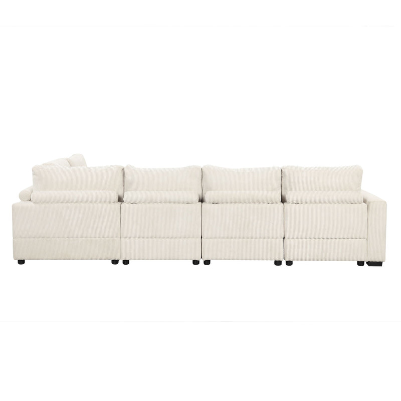 Sectional Couch Sofa Bed Modular Sofa With Two Movable Ottomans For Living Room