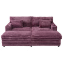 Plush Oversized Double Chaise Lounge Sofa Bed With USB Ports And Cup Holders