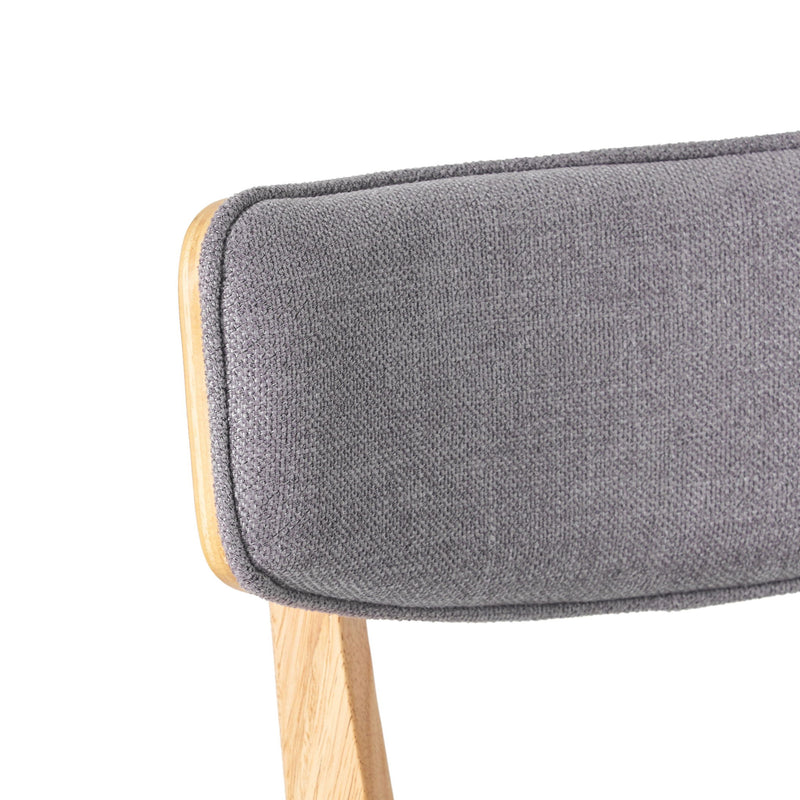 Mid Century Fabric Dining Chairs With Natural Oak (Set of 2) - Dark Gray