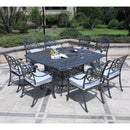 Square 8 Person 64" Long Aluminum Dining Set With Cushions