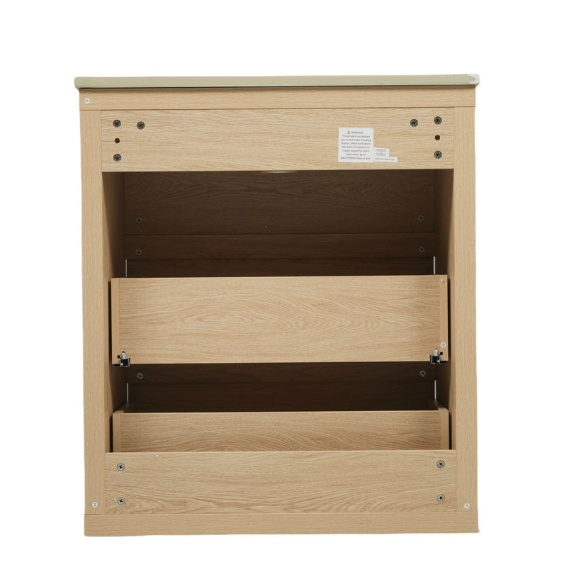 Freestanding Bathroom Vanity With Ceramic Sink, 2 Full Extension Drawers