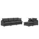 Living Room Set Modular Sectional Couch, Upholstered Sofa & Armchair & Movable Ottoman