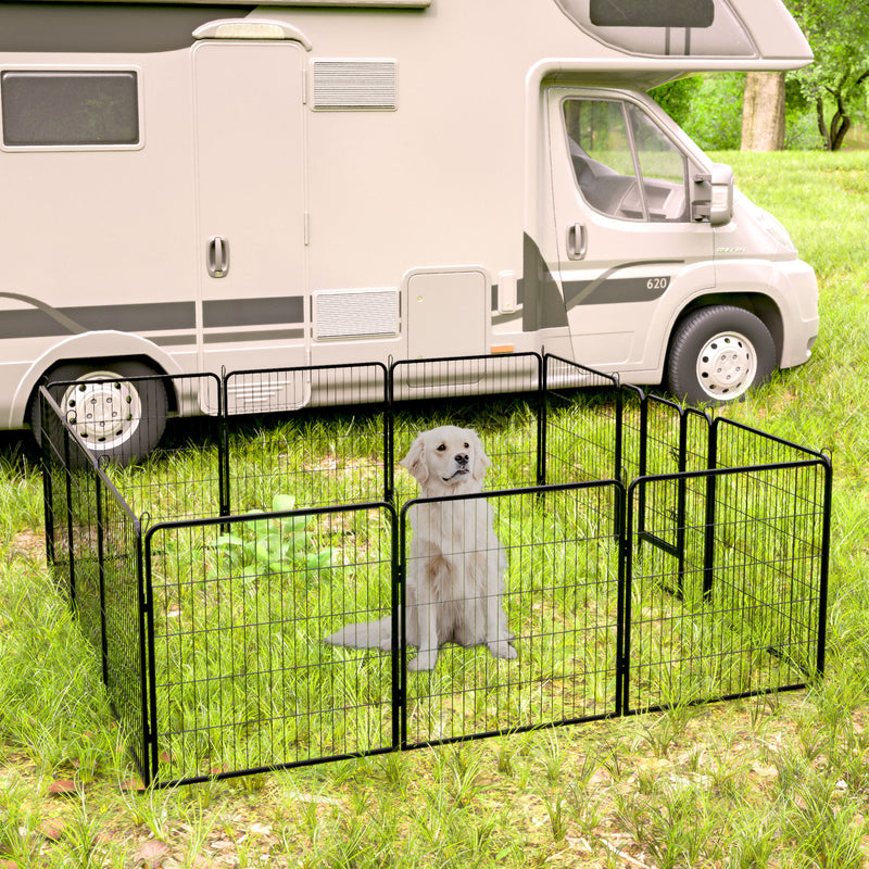 Dog Pens Outdoor Height Foldable Panels Heavy Duty Metal Portable Dog Playpen Indoor Anti Rust Exercise Dog Fence With Doors For Pets Play Pen For RV Camping Yard