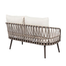 4 Piece Outdoor Patio Furniture Set, Metal Chairs With Woven Rope U Shaped Backrest