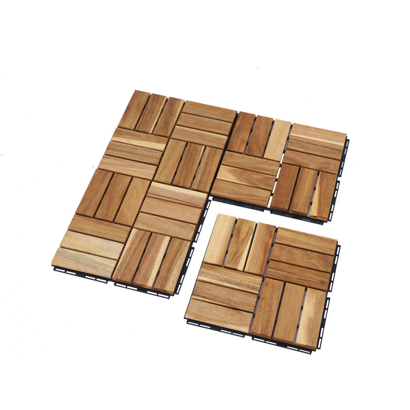 Interlocking Deck Tiles Checker Pattern, Square Acacia Hardwood Outdoor Flooring For Patio, Bancony, Pool Side