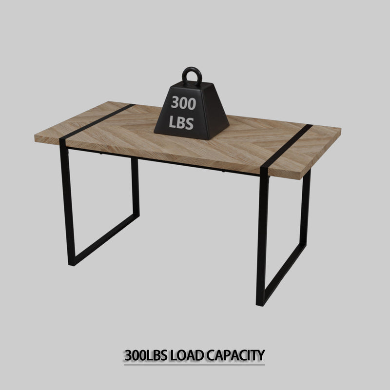 Modern Dining Table & Suede Chair Set WIth Rectangular Metal Base