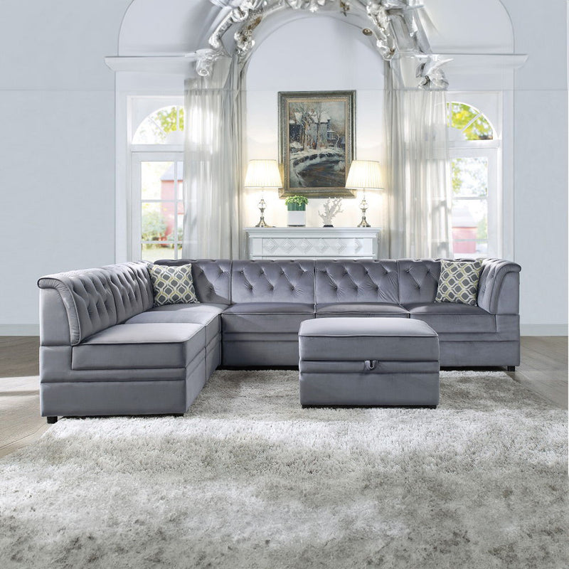 Bois II - Ottoman - Gray Velvet