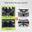 Modern Outdoor Patio Bar Set, Rounded Square Table & Bar Chairs, Non Rust Frame, Tapered Legs, Sunbrella Cushion