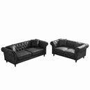 Chesterfield 3 And 2 Seater Sofa Set, High Tech Fabric Upholstered Couch For Living Room