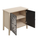 2 Door Carved Storage Cabinet With Adjustable Shelf, Accent Furniture