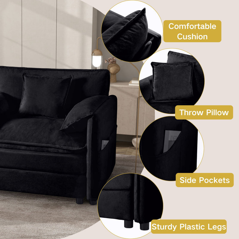 Modern Comfy Deep Seat Modular Sectional Sofa Cloud Couch With Ottoman
