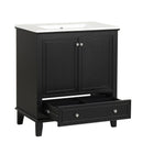 30" Bathroom Vanity With Sink Combo, Multi Functional Bathroom Cabinet With Doors And Drawer - Black