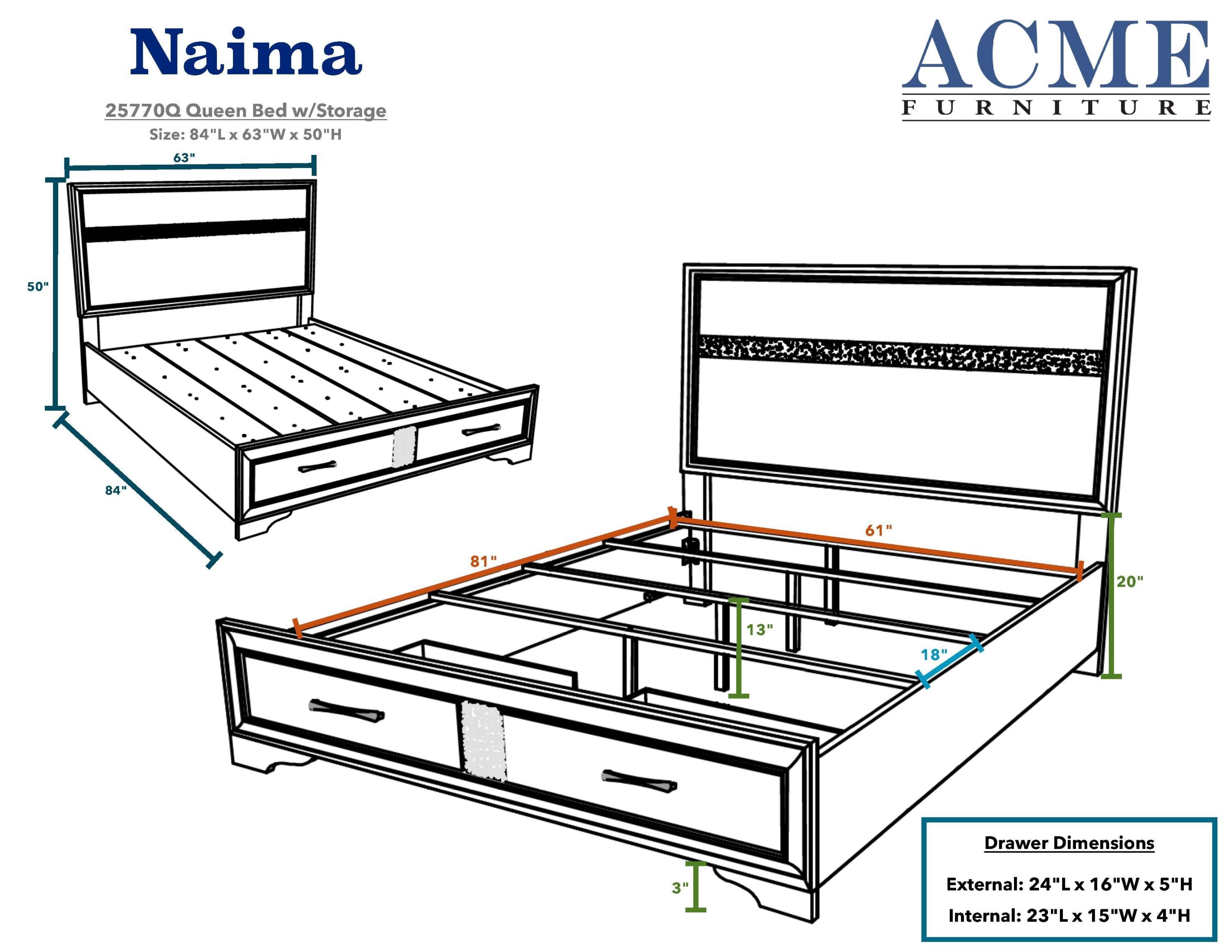 ACME Naima Queen Bed in White 25770Q - Atlantic Fine Furniture Melbourne FL