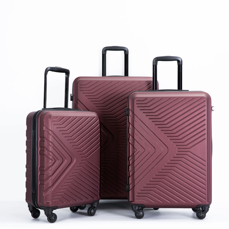 3 Piece Luggage Sets Lightweight Suitcase With Two Hooks, Spinner Wheels, Tsa Lock, Durable Hard Shell