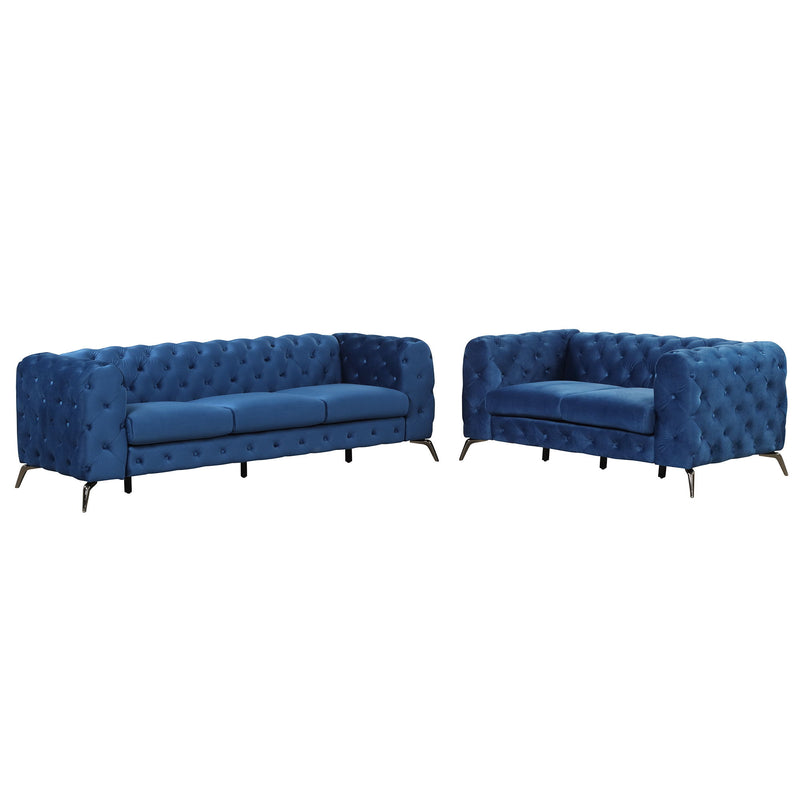 3 Piece Sofa Sets Modern With Sturdy Metal Legs, Velvet Upholstered Couches Sets Including Three Seat Sofa, Loveseat And Single Chair For Living Room Furniture Set